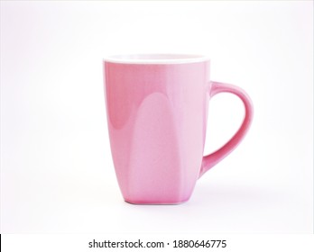 Cup ceramic isolated on white background ,pink tea and coffee cup