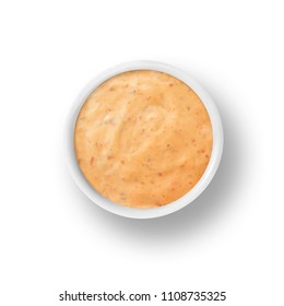 cup of chipotle ranch dressing isolated on a white background