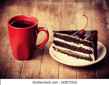 Cup Of Coffe With Cake 