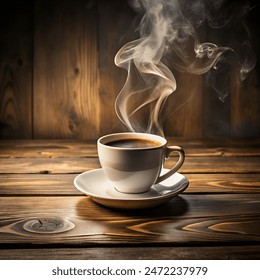 A cup of Coffee above wooden table - Powered by Shutterstock