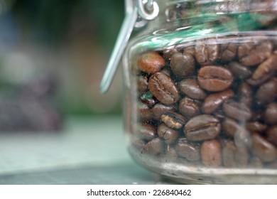 Cup and coffee beans