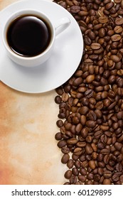 cup of coffee and beans