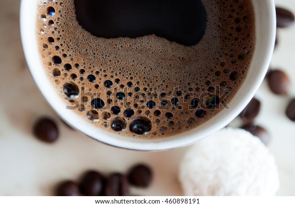 Cup Coffee Coffee Beans Candy On Stock Photo Edit Now 460898191