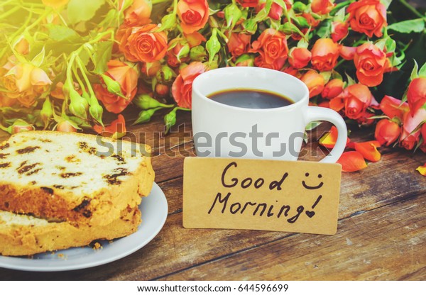 Cup Coffee Breakfast Good Morning Flowers Stock Photo Edit Now