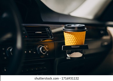 Cup Of Coffee In A Car Cup Holder