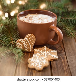 Cup Of Coffee With Christmas Sweetness