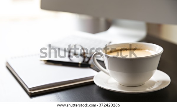 Cup Coffee Computer Work Coffee Break Stock Photo 372420286 | Shutterstock