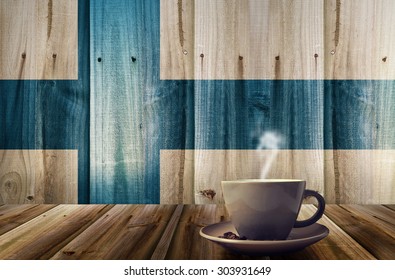cup of coffee with flag texture