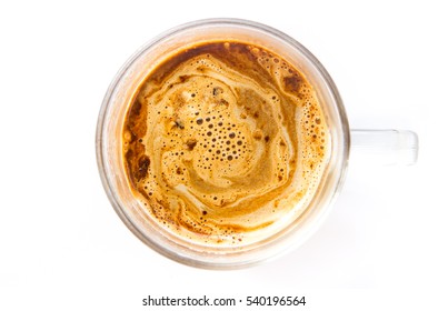 Cup of coffee isolated on white background, Top view. - Shutterstock ID 540196564