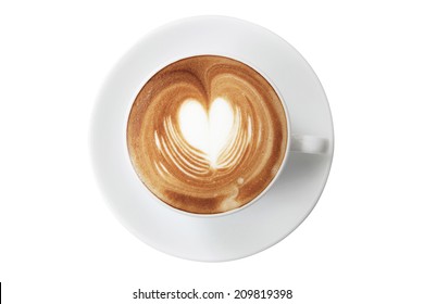 Cup Of Coffee With Love,heart Latte Art Top View