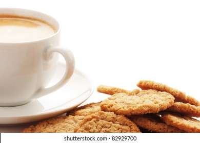 Cup Of Coffee And Oatmeal Cookies