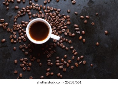 Cup Of Coffee On A Dark Background