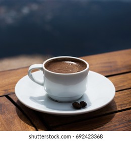 A cup of coffee on the table