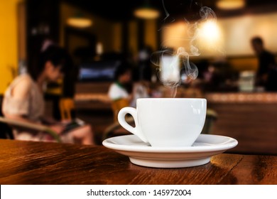 cup of coffee on table in cafe  - Shutterstock ID 145972004