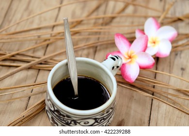 cup of coffee put on the table vintage style