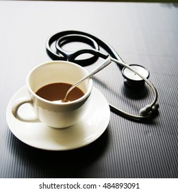  cup of coffee and Stethoscope