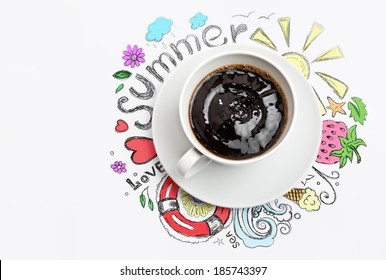 Cup Of Coffee Summer Vacation Planning Concept