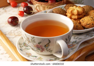 Cup Of English Tea With Biscuits