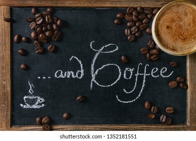 Cup Espresso Coffee Coffee Beans On Stock Photo 1352181551 