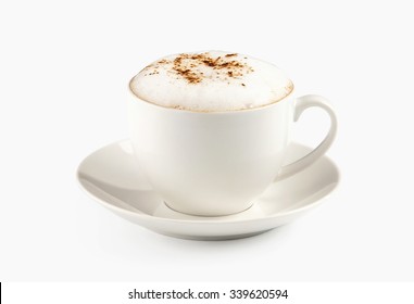 A Cup Of Espresso Coffee With Foam Isolated Over White