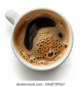 Cup of espresso coffee on grey white background top view
 - Powered by Shutterstock