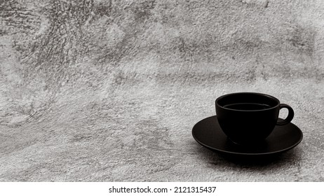 a cup of espresso on an isolated background, vinatage, black and white, nero, space for text