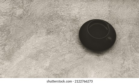 a cup of espresso on an isolated background, vinatage, black and white, nero, space for text