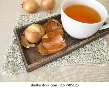 A cup of healthy onion peel tea