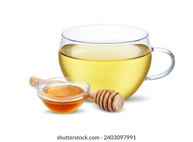 Cup of herbal tea with honey isolated on white background. Herbal hot drink. Alternative medicine, natural remedy for cold and flu - Powered by Shutterstock