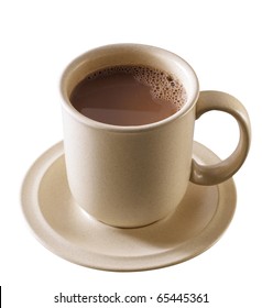 Cup Of Hot Chocolate Isolated On White Background.