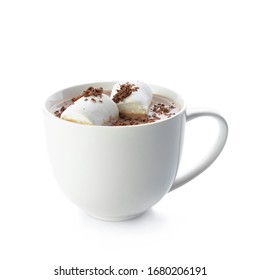 Cup of hot cocoa drink with marshmallows isolated on white - Powered by Shutterstock