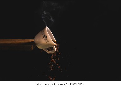 Cup Of Hot Spilled Coffee, Intense Flavor