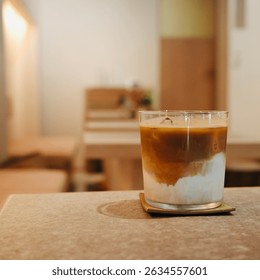 a cup of ice cafelatte at cafe