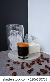 A Cup Of Iced Coffee Latte, Unforgettable Taste Sensation And Freshness Of Presentation.