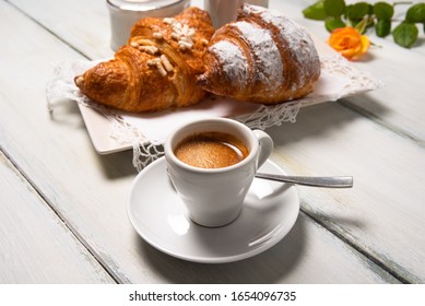 Cup Of Italian Espresso And Brioches