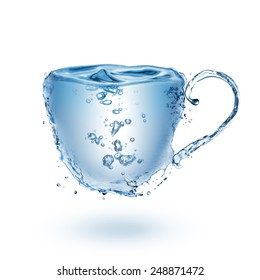 Cup Made Of Water Isolated On White Background