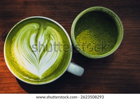 A cup of matcha latte.
