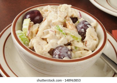 A Cup Of Natural Chicken Salad With Grapes