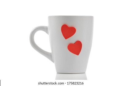 Cup with red heart isolated on white - Powered by Shutterstock