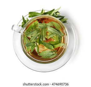 Cup Of Sage Tea Isolated On White