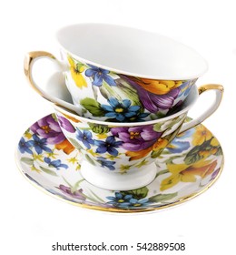 ACOOME Tea Cup with Saucer Sets 6.8oz Vintage Bone China Sunflower Tea Cup 