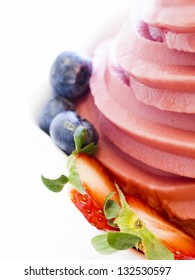 Cup Of Soft-serve Frozen Yogurt On White Background.