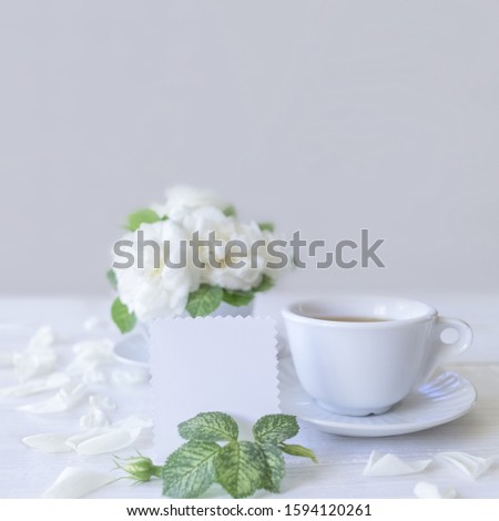 Similar – Still life with cup of tea at the window