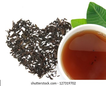 A cup of tea with tea brew heart on a white background - Powered by Shutterstock