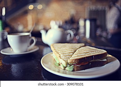 Cup Of Tea At A Cafe Blurred Background