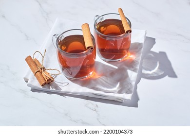 A Cup Of Tea, Cinnamon Tea, Cinnamon Drink With Cinnamon Stick