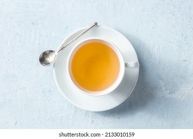 A Cup Of Tea, Clean Minimalist Overhead Shot On A Slate Background