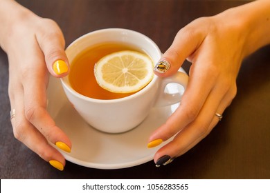 Cup of tea with lemon