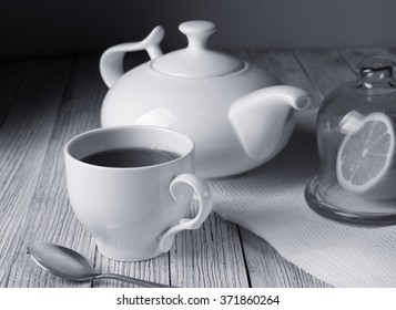 Cup of tea with lemon