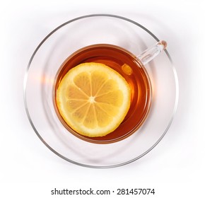 Cup Of Tea With Lemon, Top View 